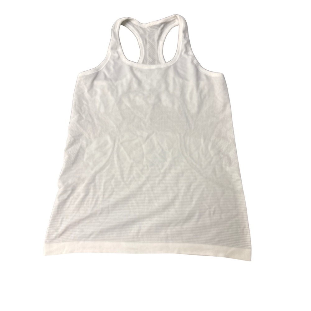 Lululemon Swiftly Tech Racerback Tank Top White Grey Striped Size 6 Activewear